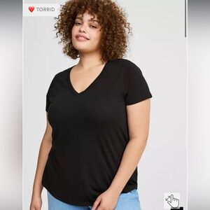 Torrid Black Short Sleeve V-Neck Tee